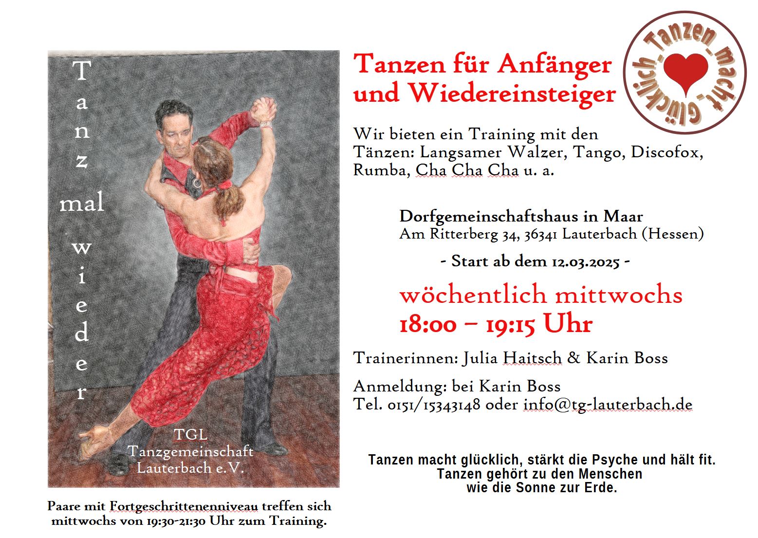 Tanztraining 2025 für Anfänger Tanztraining 2025 für Anfänger